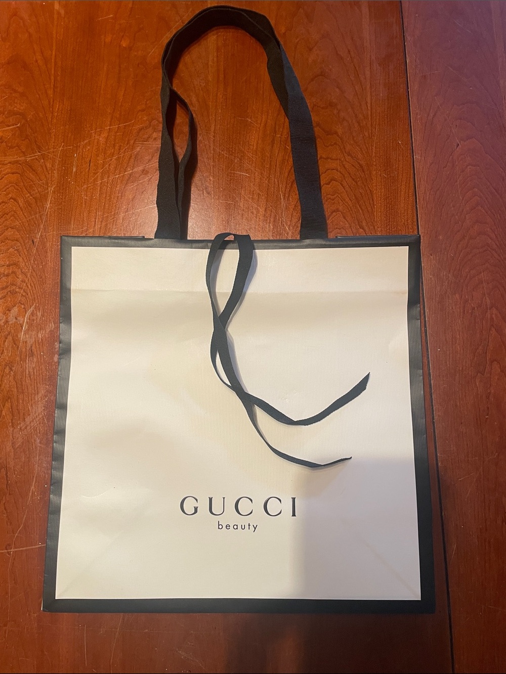 Gucci Cream Tote with Black Trim and Ribbons